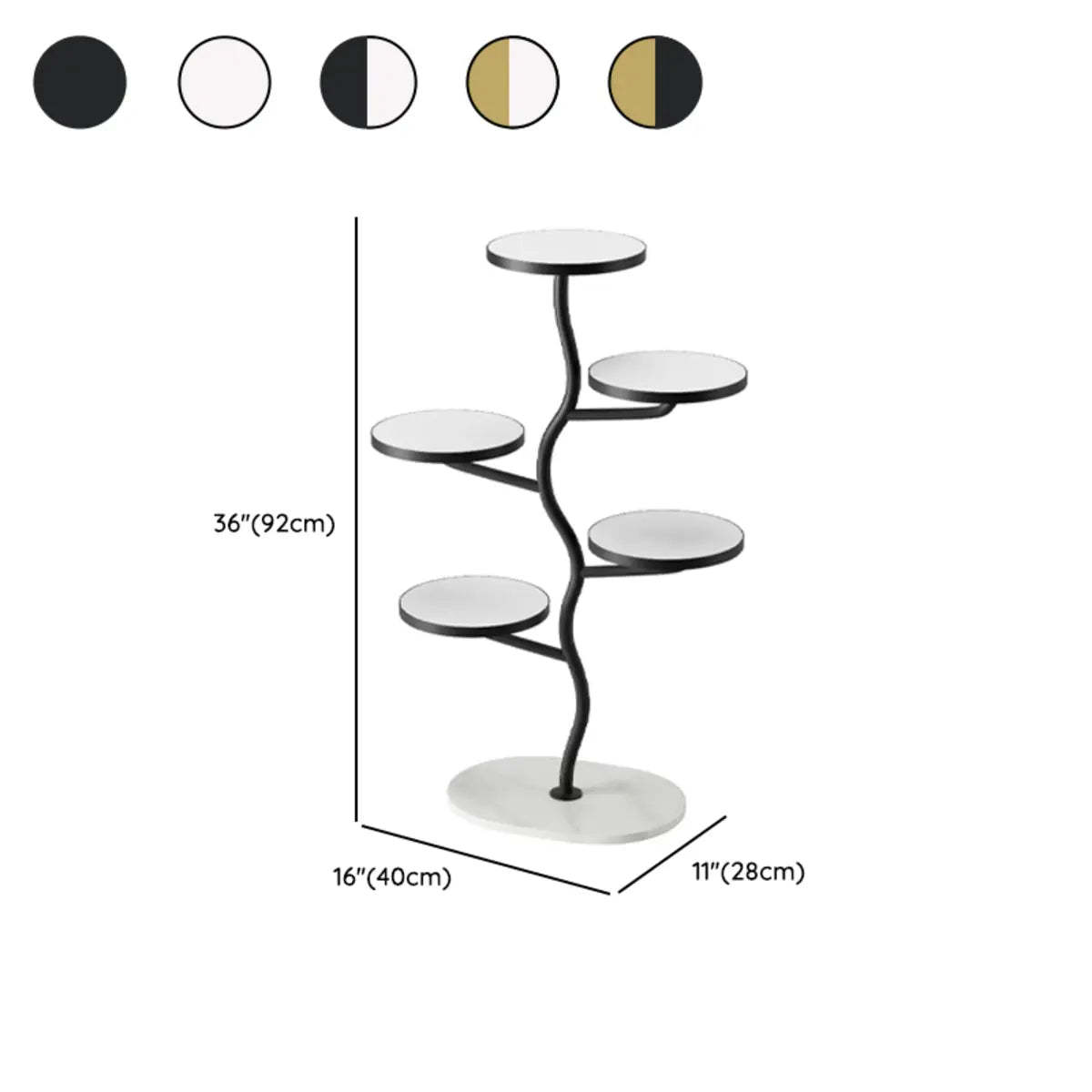 White Stone Tree Round Tray Plant Stand