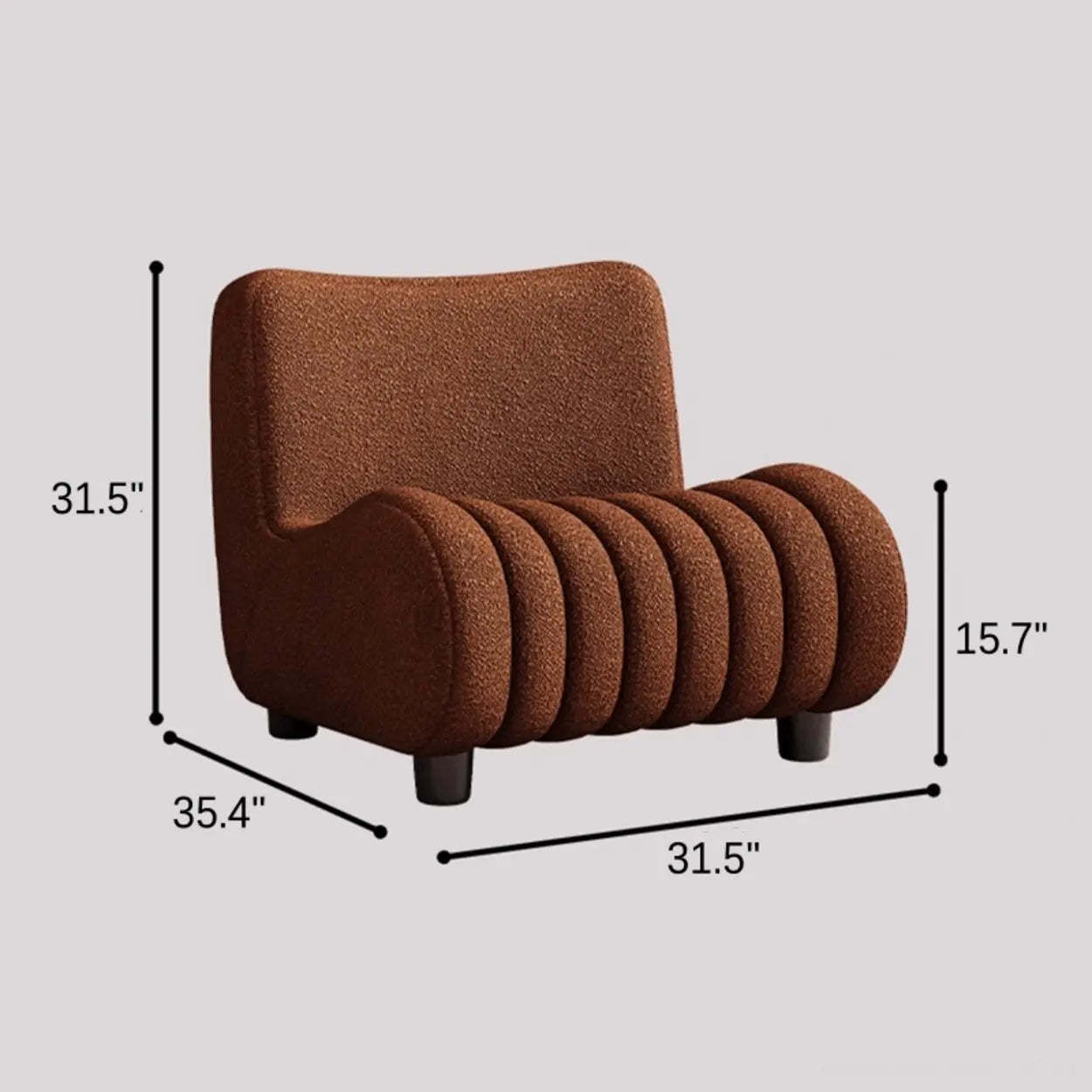 Modern Orange Sherpa Lounge Accent Chair