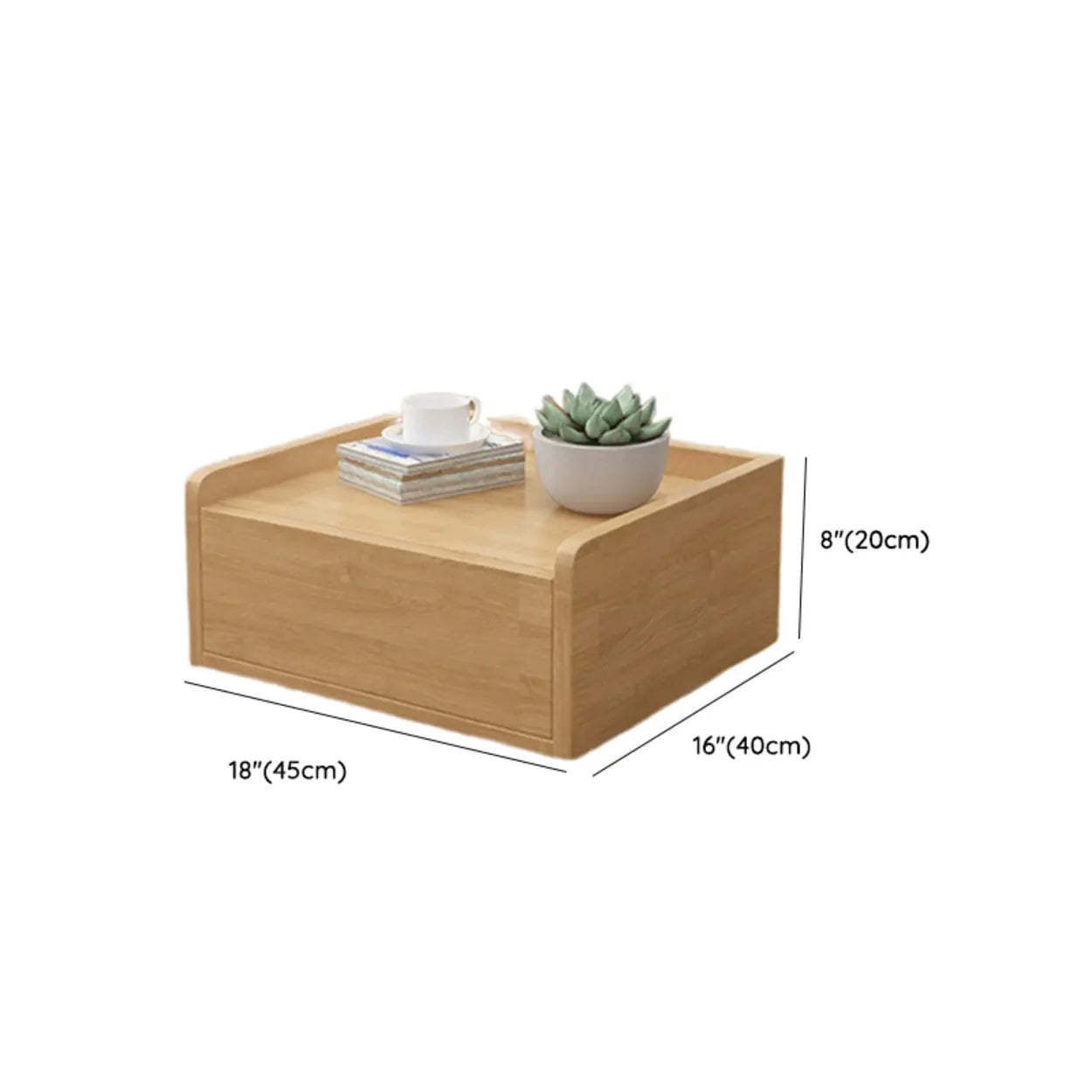 Rectangular Natural Wood 1-Drawer Nightstand