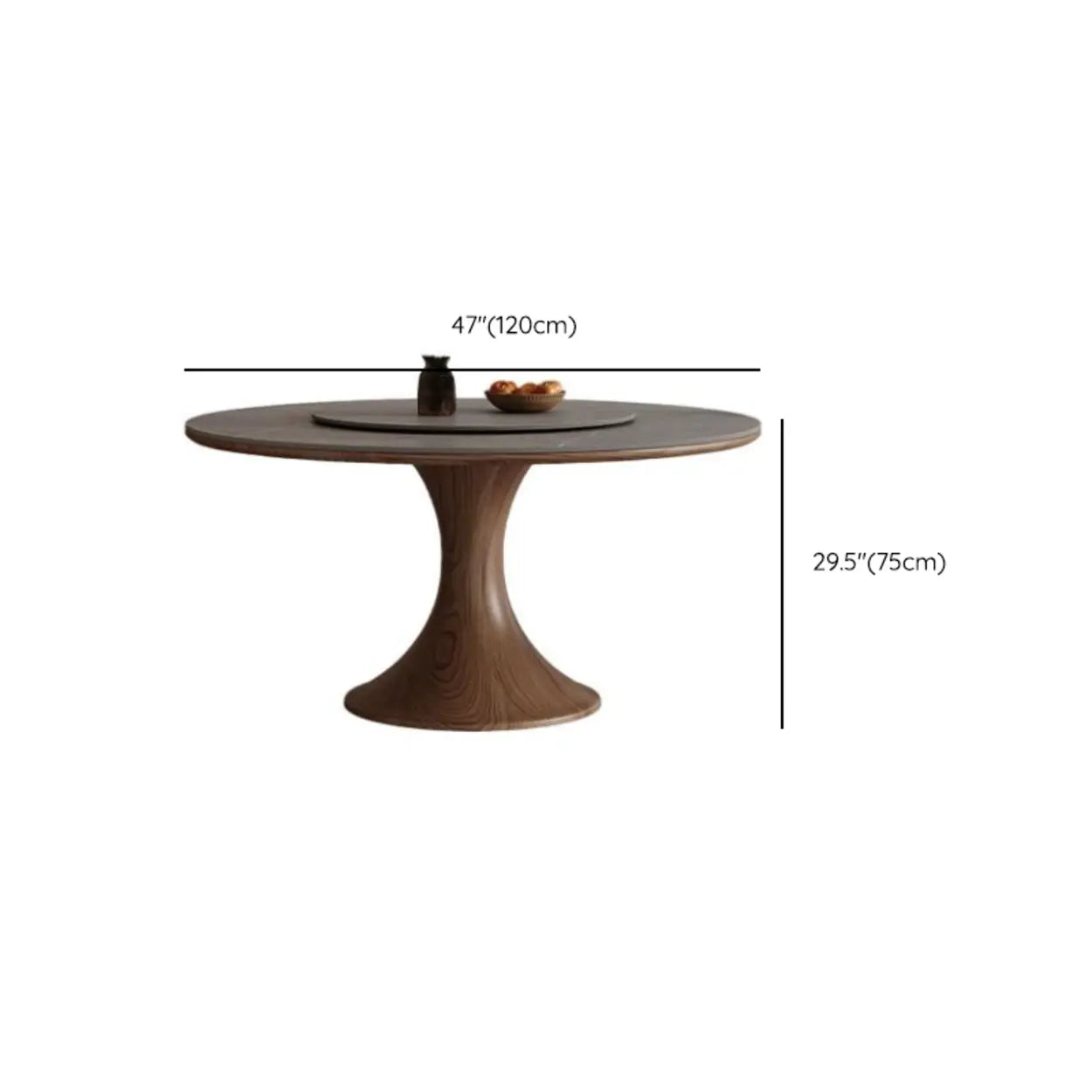 Modern Lazy Susan Round Gray Wood Dining Table