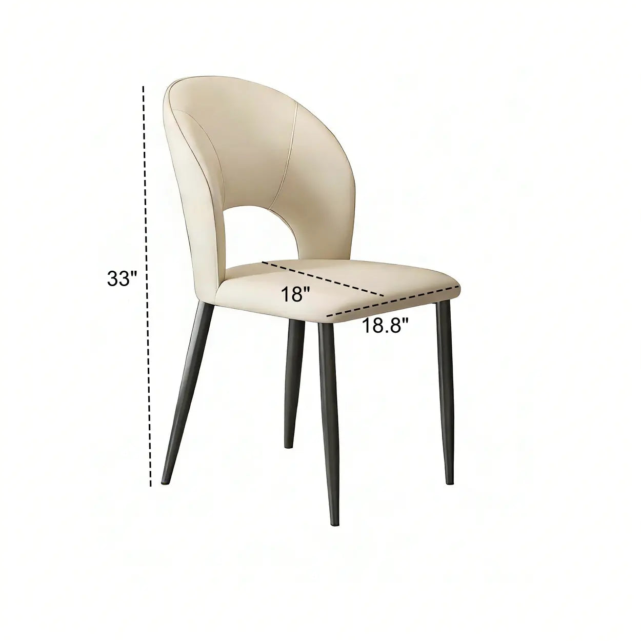 Curved Back Faux Leather Metal Legs Dining Chair Brown #size