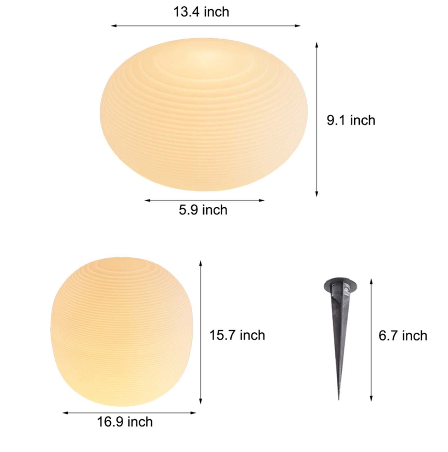 Modern Hardwired Outdoor Floor Lantern Warm LED Light in 13.4 inch & 15.7 inch Stylish for Garden-Lighom