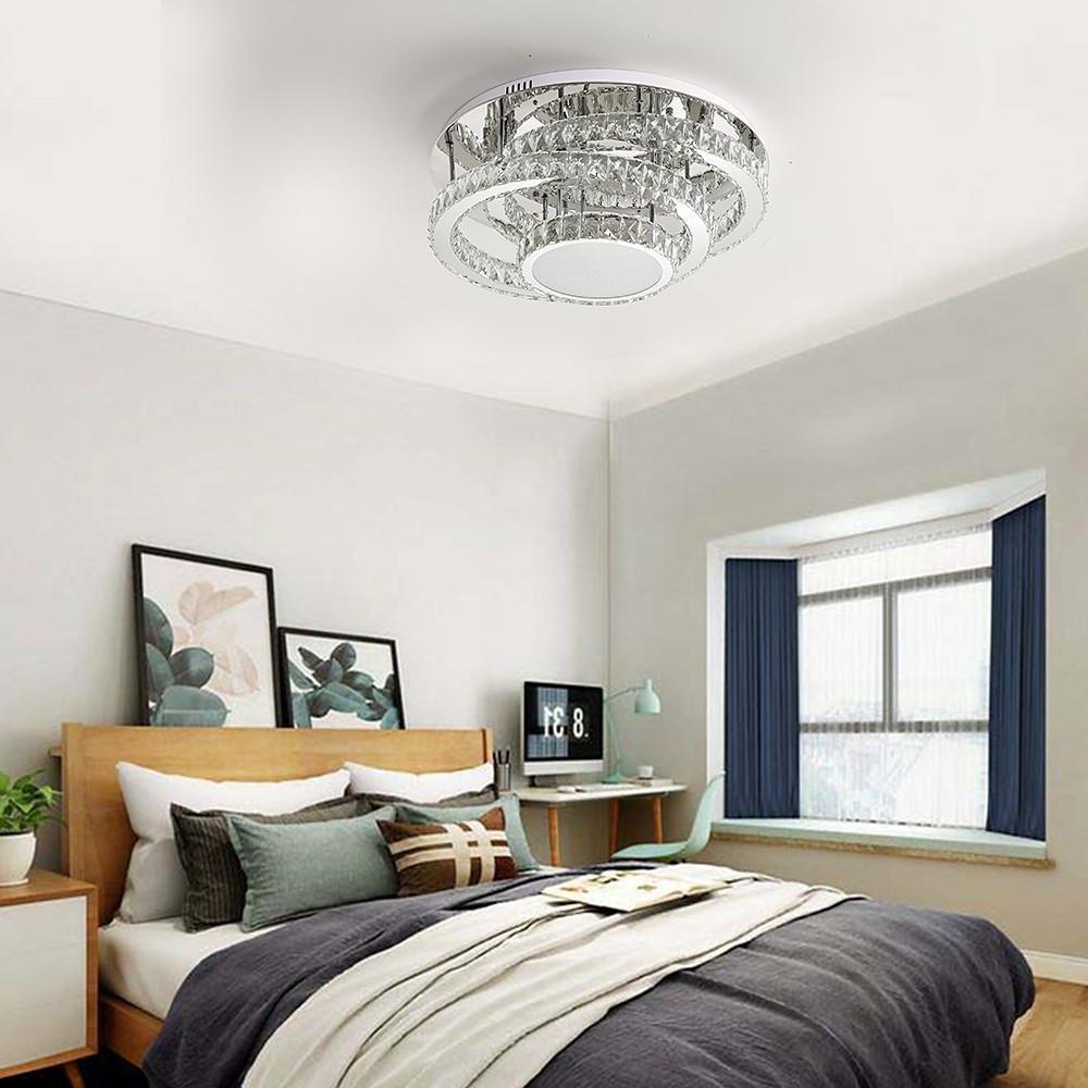 Gradated Flush Mount Ceiling Light Industrial Acrylic Stainless Steel LED Light-Lighom