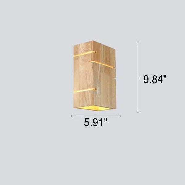 Japanese Minimalist Wooden Square Sconce