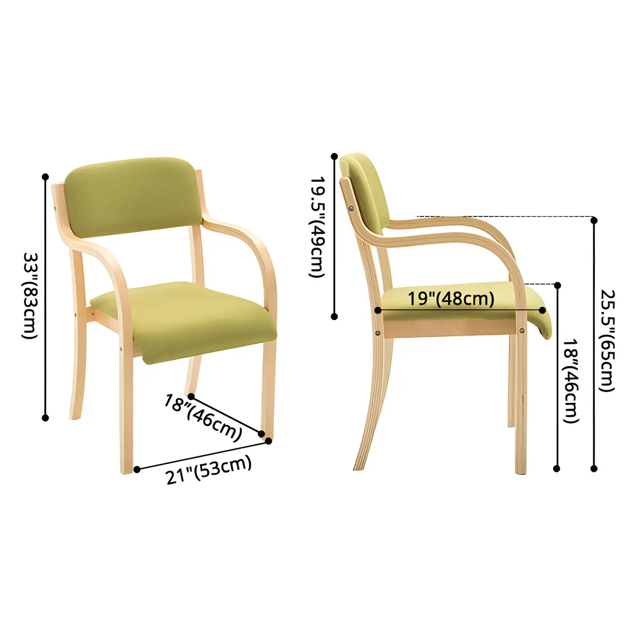 Stackable Upholstered Birch Dining Arm Chair