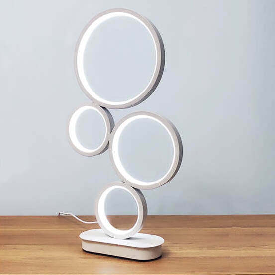 Minimalist 4-Ring LED Table Lamp — Dimmer Switch / White Light (5000K) / Black