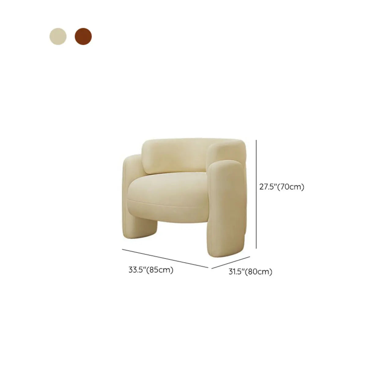 Beige Orange Frosted Velvet Arm Chair
