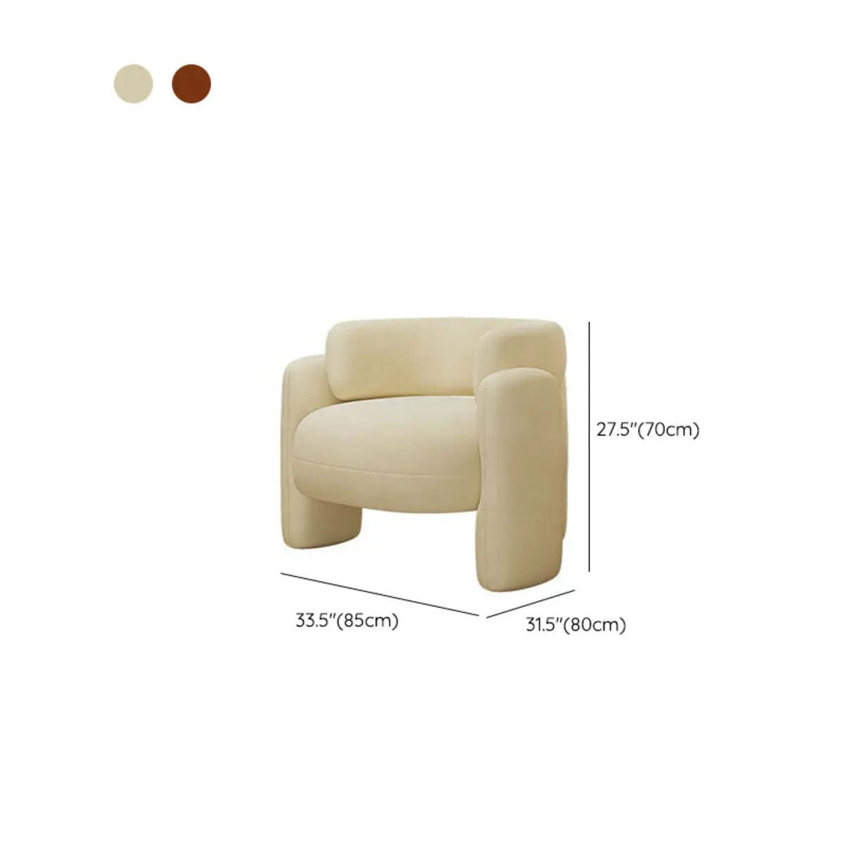 Beige Orange Frosted Velvet Arm Chair