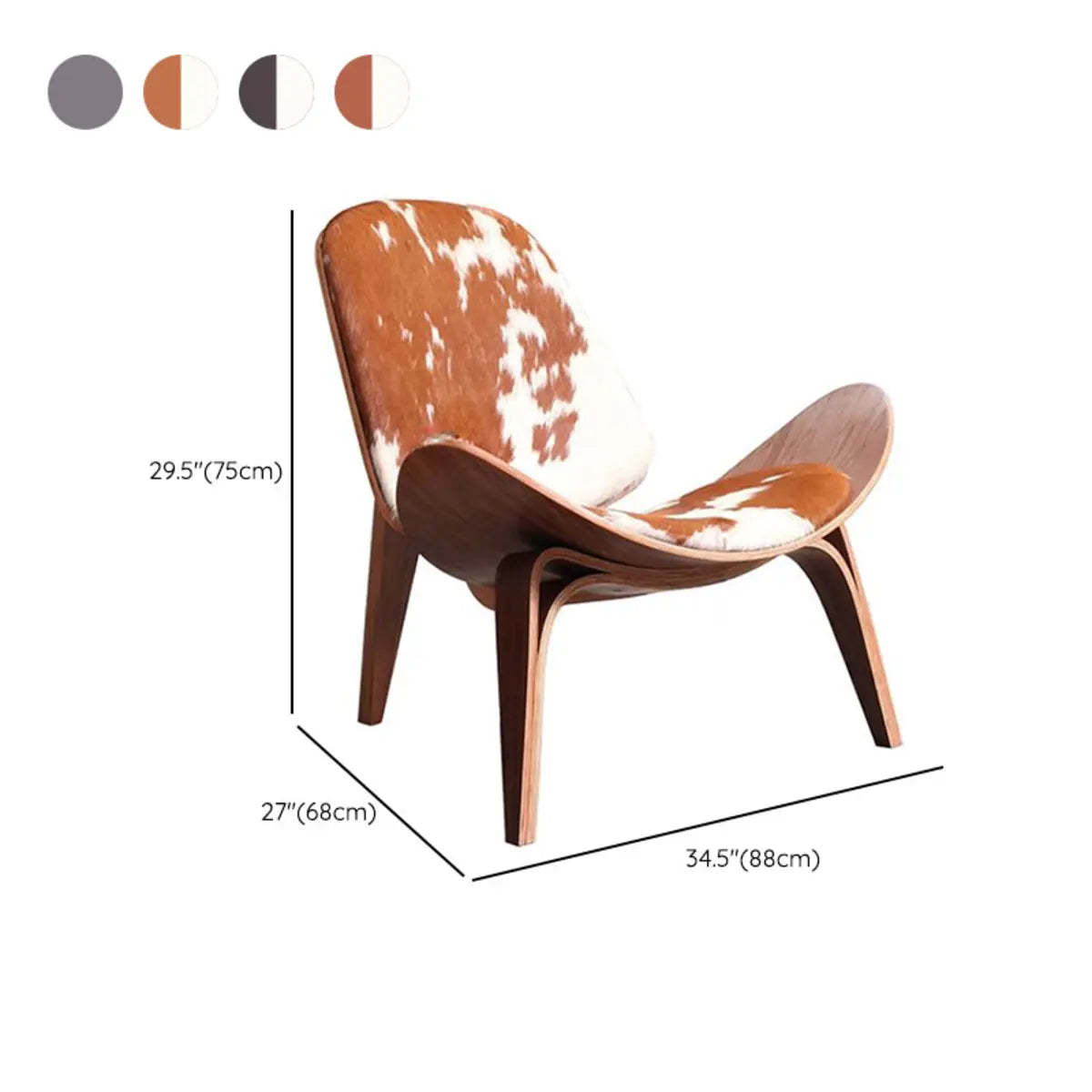 Genuine Leather Print Four Leg Side Chair
