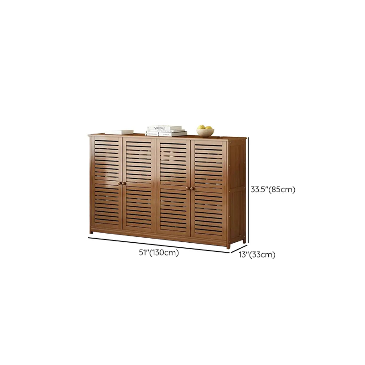 Rustic Closed Back Wood Hallway Brown Medium Shoe Cabinet #size