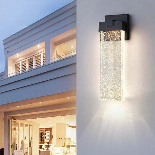 Minimalist Rectangle Aluminum Bubble Crystal LED Wall Sconce