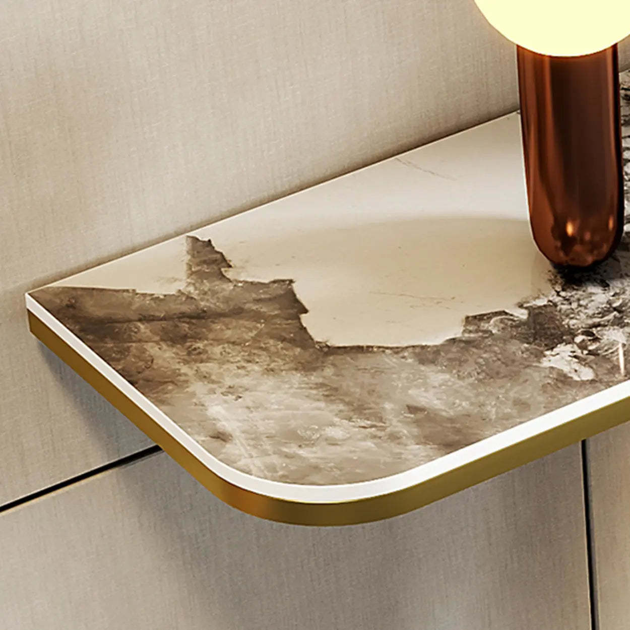 Abstract Base Black Curved Marble Console Table — White