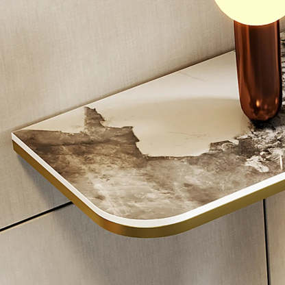 Abstract Base Black Curved Marble Console Table — White