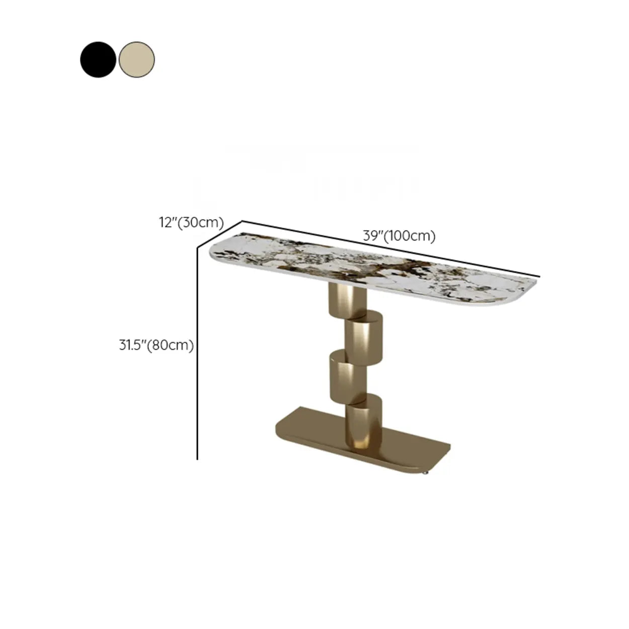 Half-Moon Stone Abstract Console Table