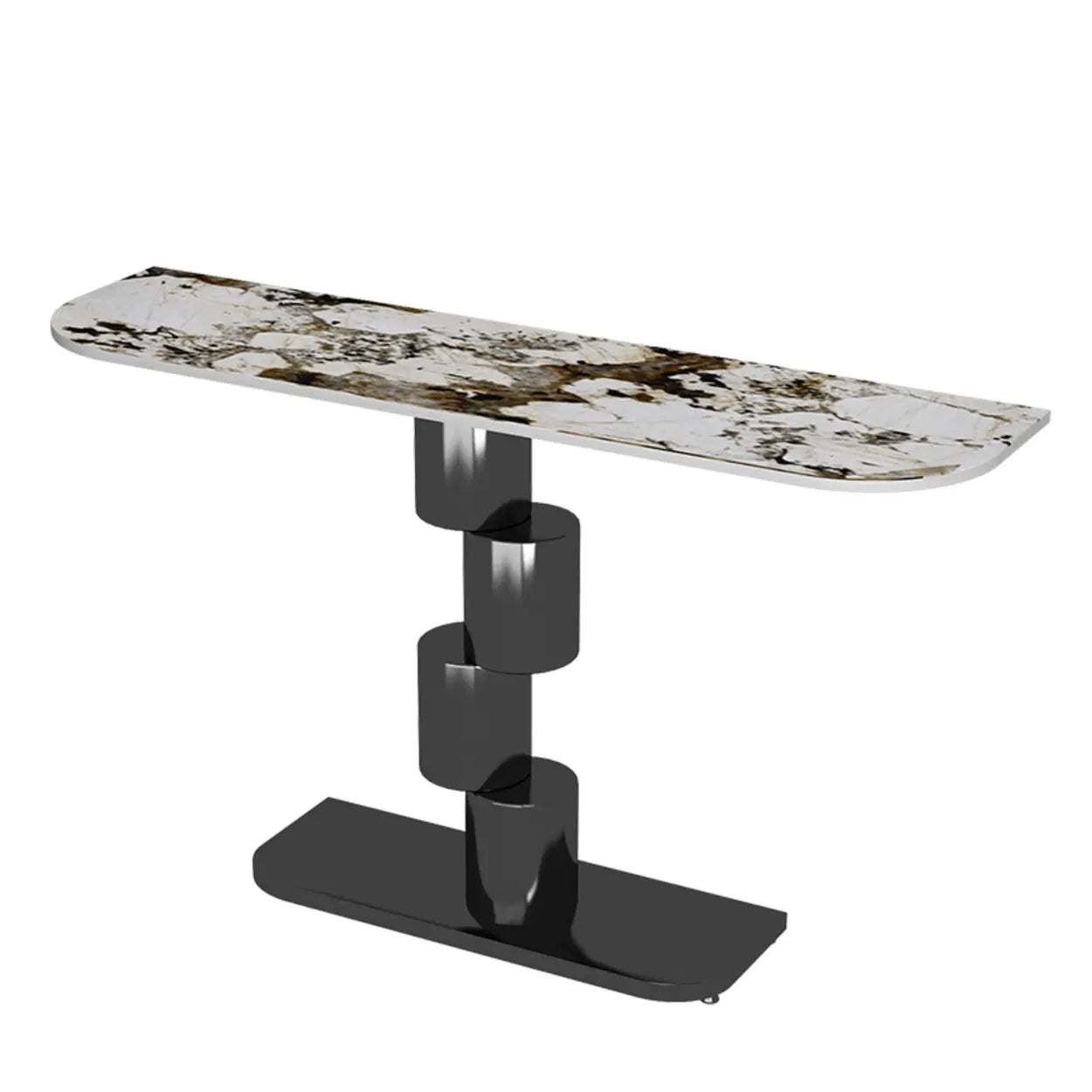 Half-Moon Stone Abstract Console Table — Black