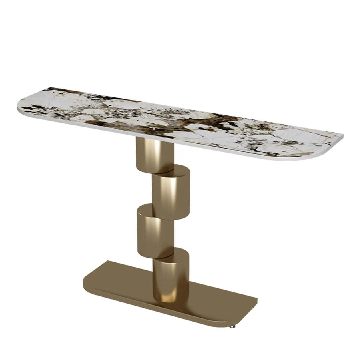 Half-Moon Stone Abstract Console Table — Black