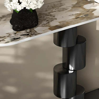 Half-Moon Stone Abstract Console Table — Gold