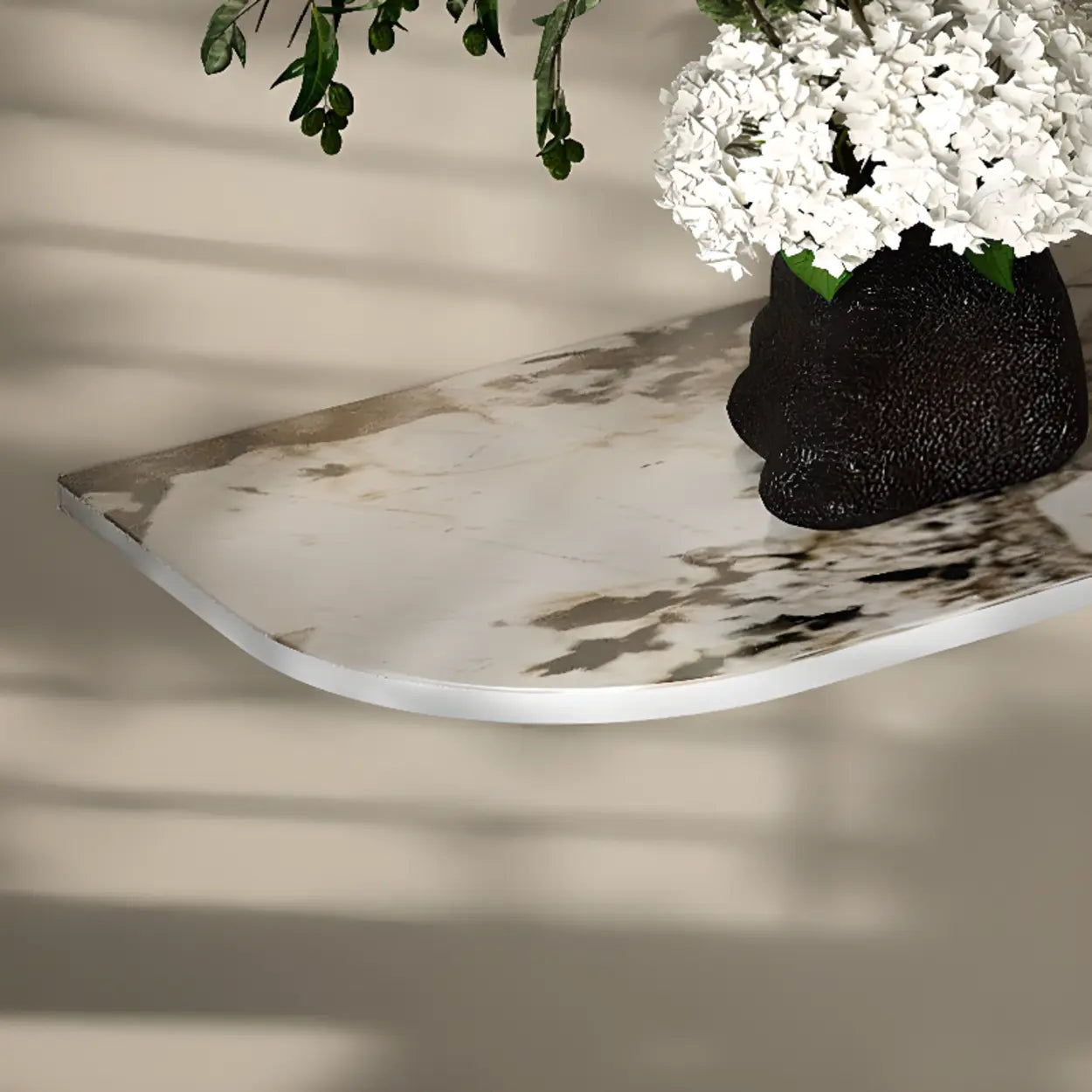 Half-Moon Stone Abstract Console Table