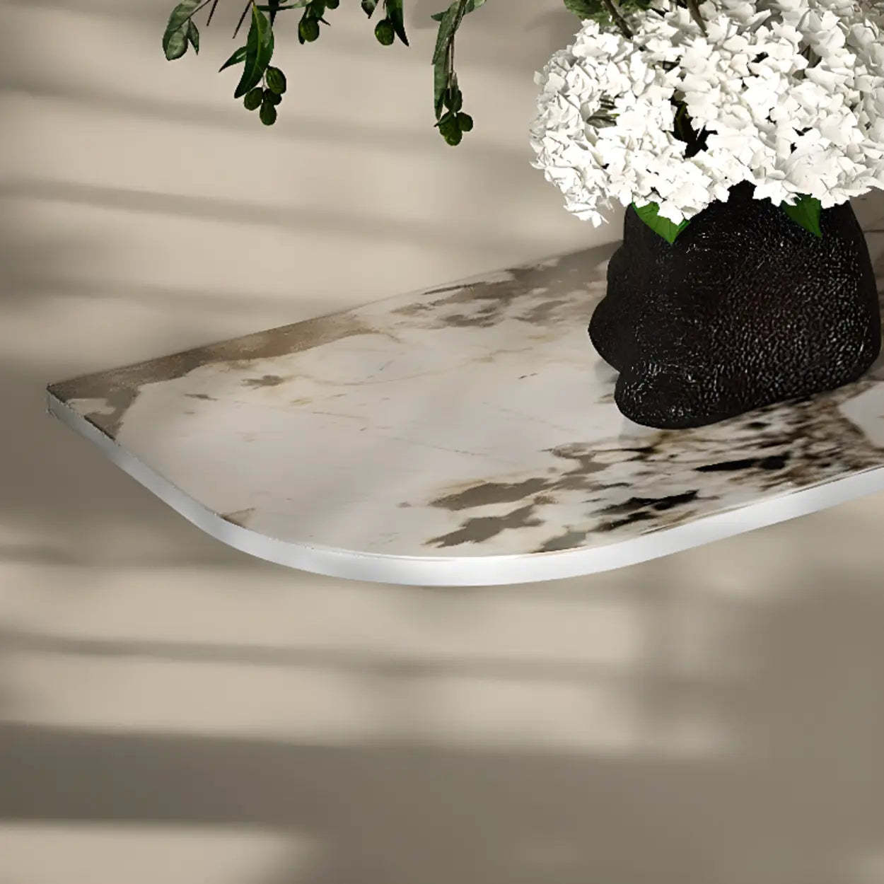 Half-Moon Stone Abstract Console Table