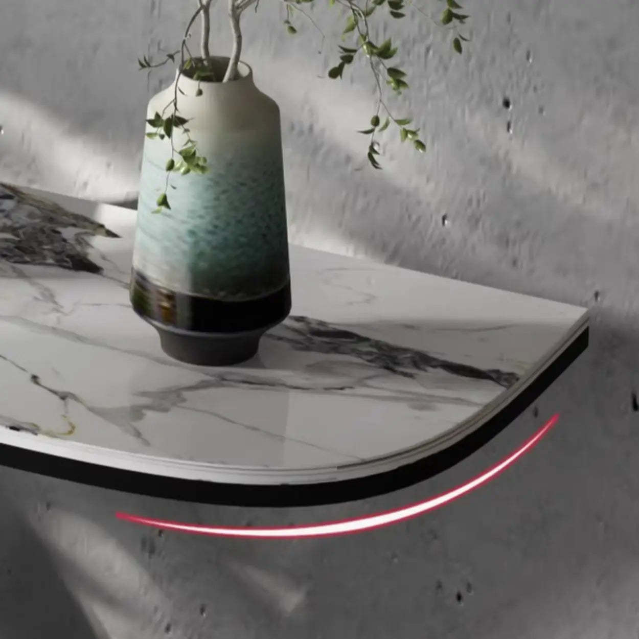 Abstract Base Metal Stone Gray Console Table — Gold / Marbling