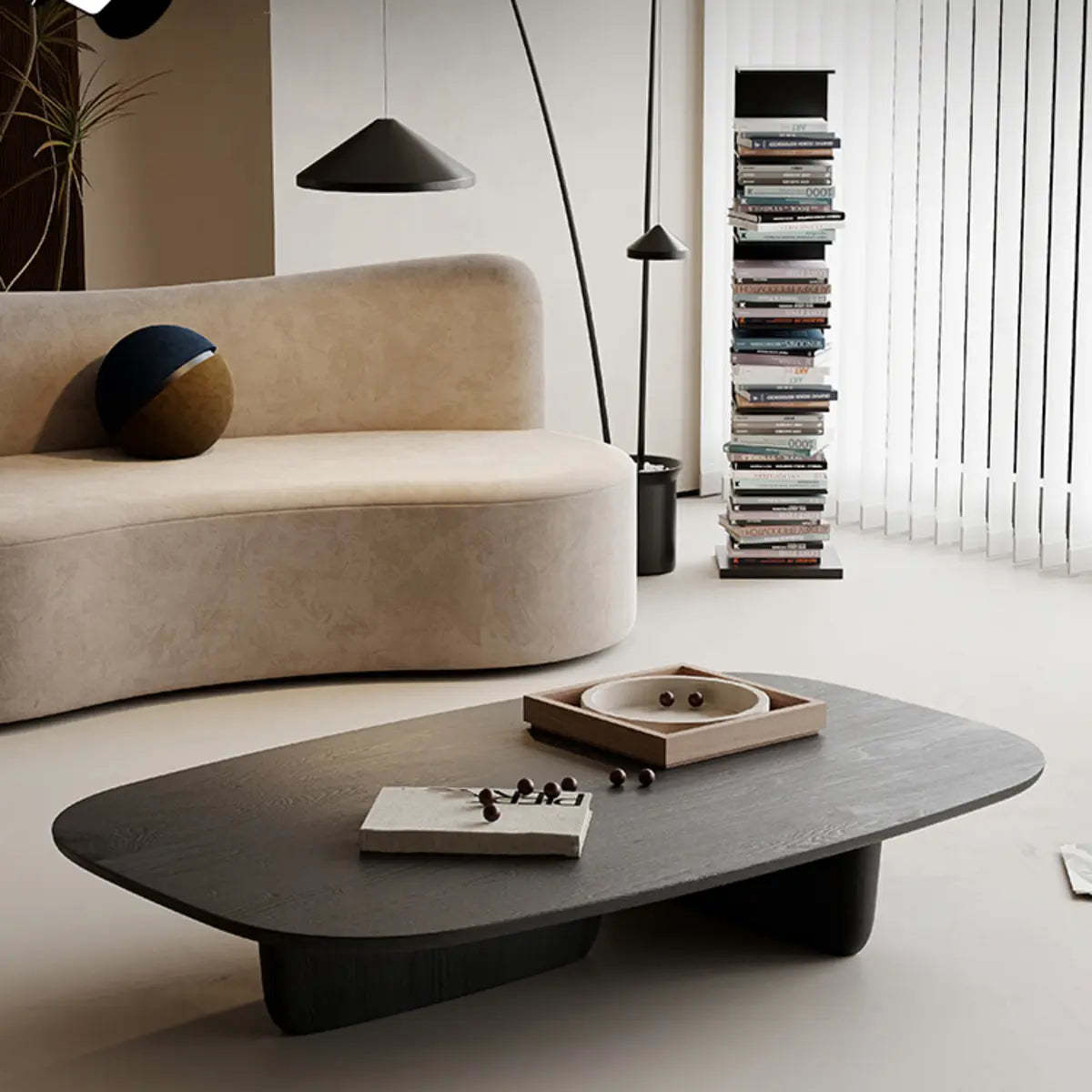 Abstract Black Arc Rectangle Coffee Table