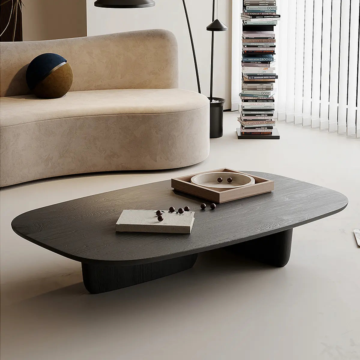 Abstract Black Arc Rectangle Coffee Table