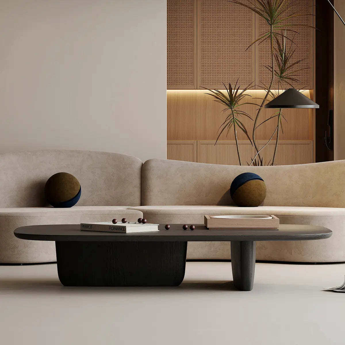 Abstract Black Arc Rectangle Coffee Table