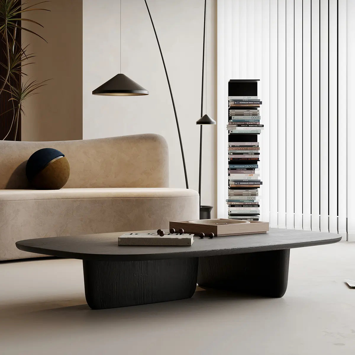 Abstract Black Arc Rectangle Coffee Table