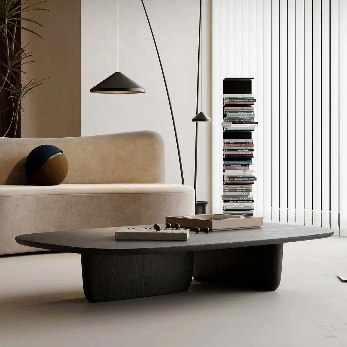 Abstract Black Arc Rectangle Coffee Table