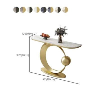 Abstract Base Sintered Stone Gold Console Table — Gold / Pandora