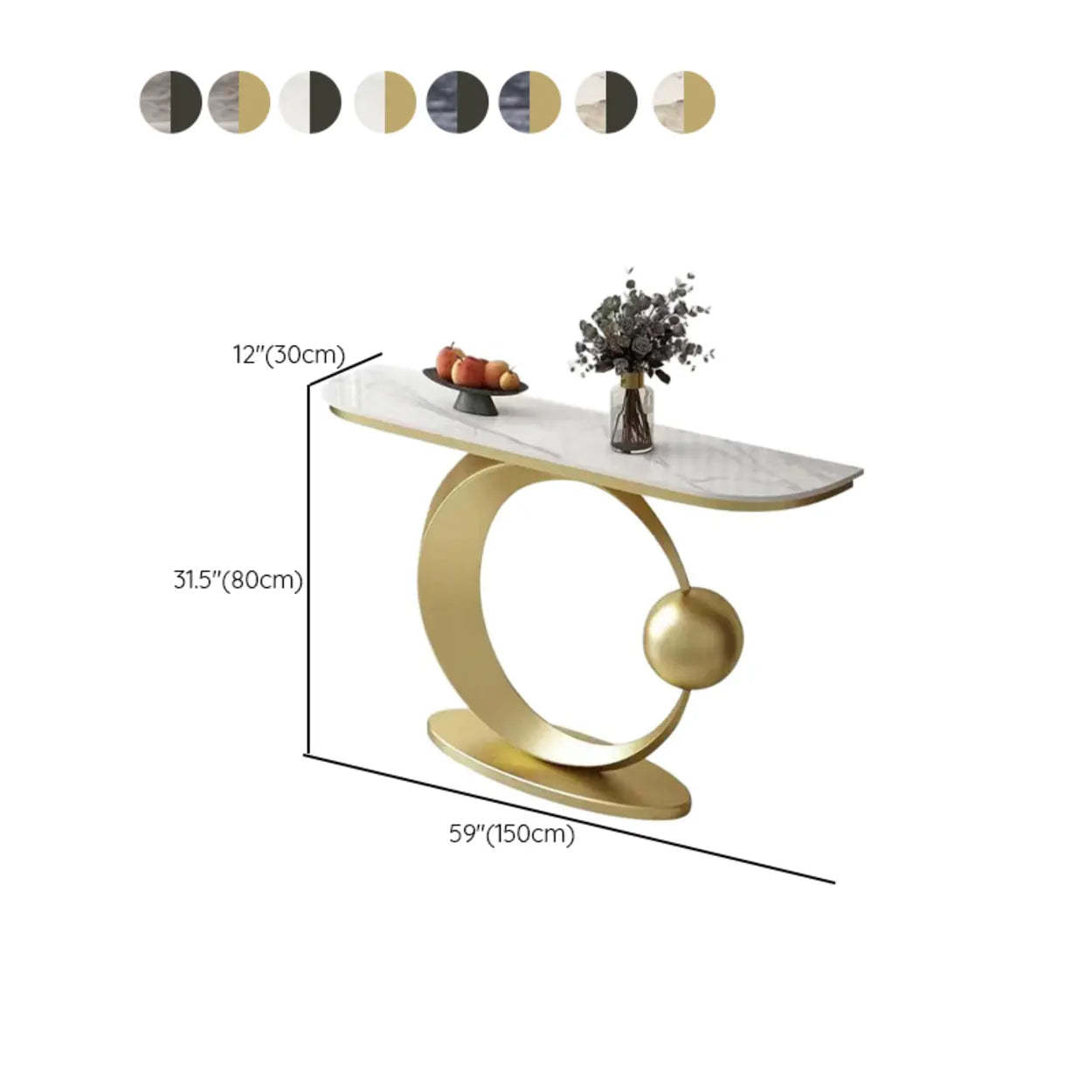 Abstract Base Sintered Stone Gold Console Table — Gold / Blue