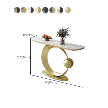 Abstract Base Sintered Stone Gold Console Table — Gold / Blue