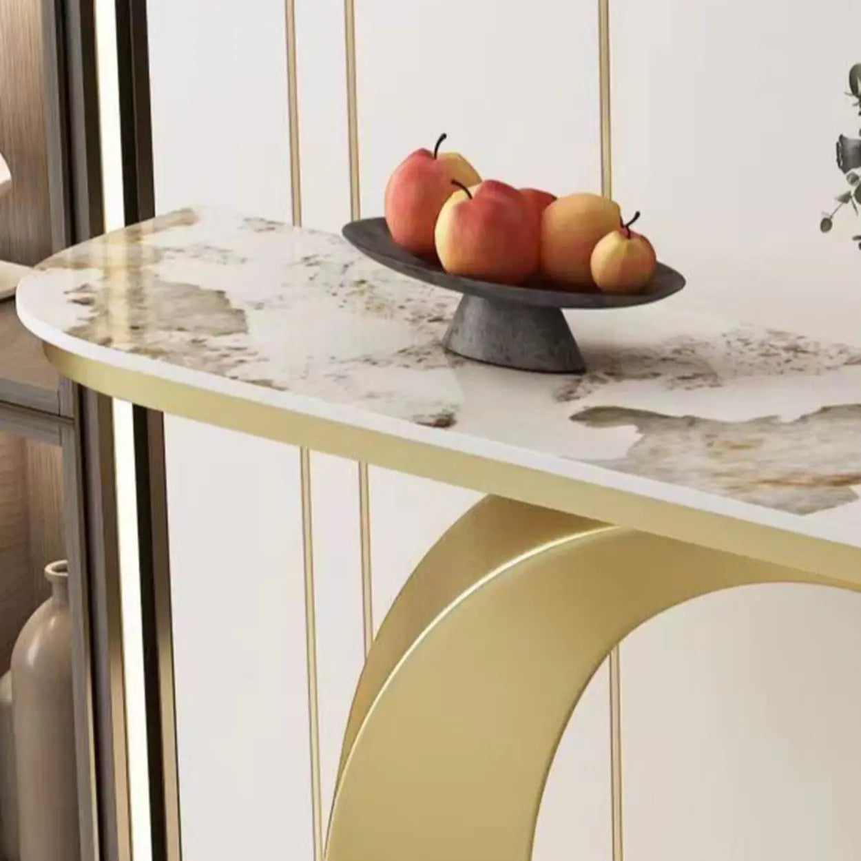 Abstract Base Sintered Stone Gold Console Table — Gold / Pandora