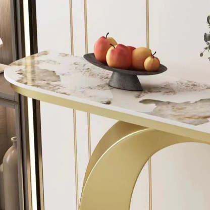Abstract Base Sintered Stone Gold Console Table — Gold / Pandora