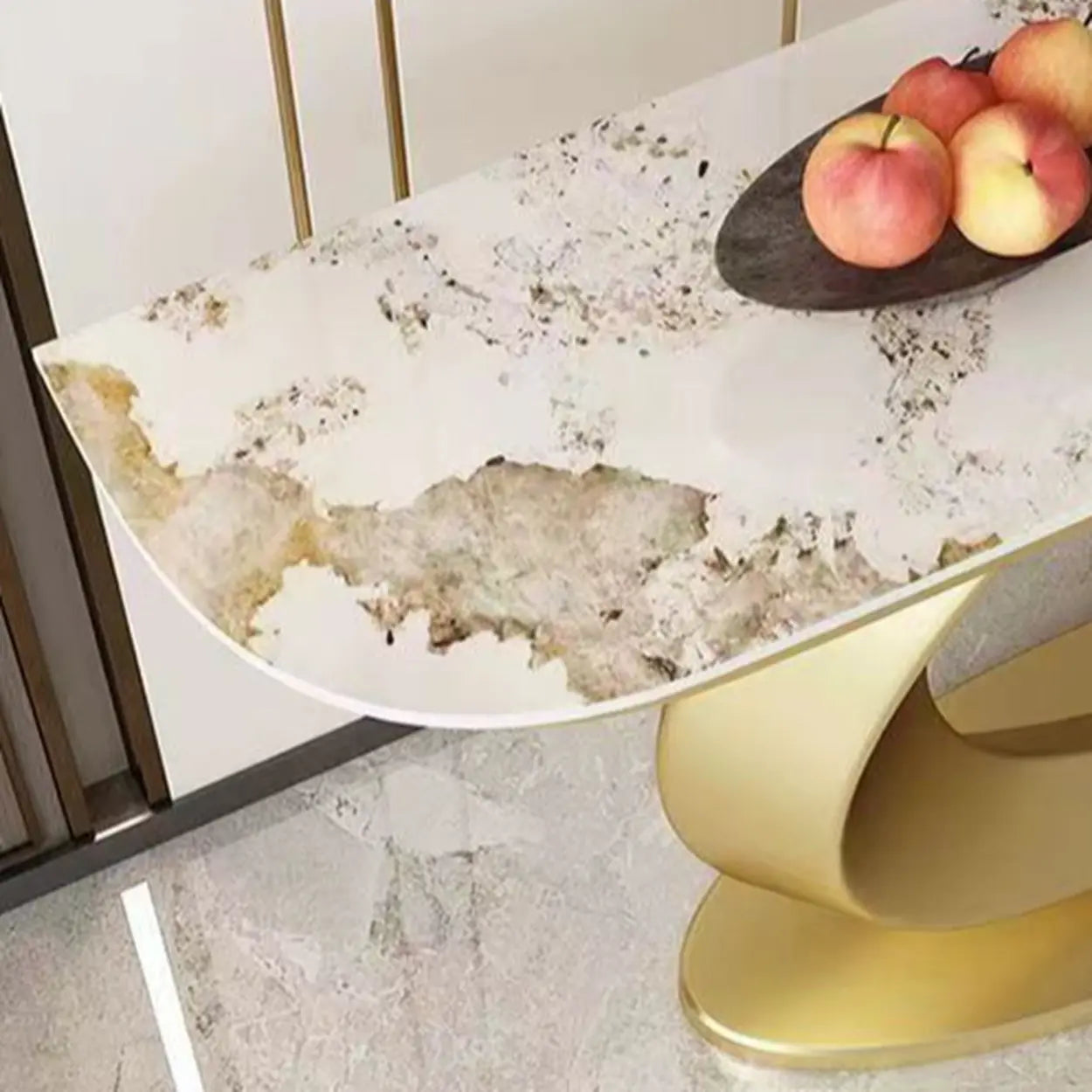 Abstract Base Sintered Stone Gold Console Table — Black / Pandora