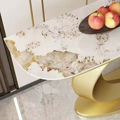Abstract Base Sintered Stone Gold Console Table — Black / Pandora