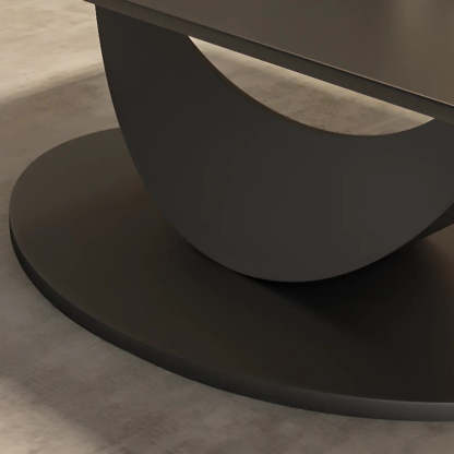 Abstract White Rectangular Stone Iron-Base Coffee Table