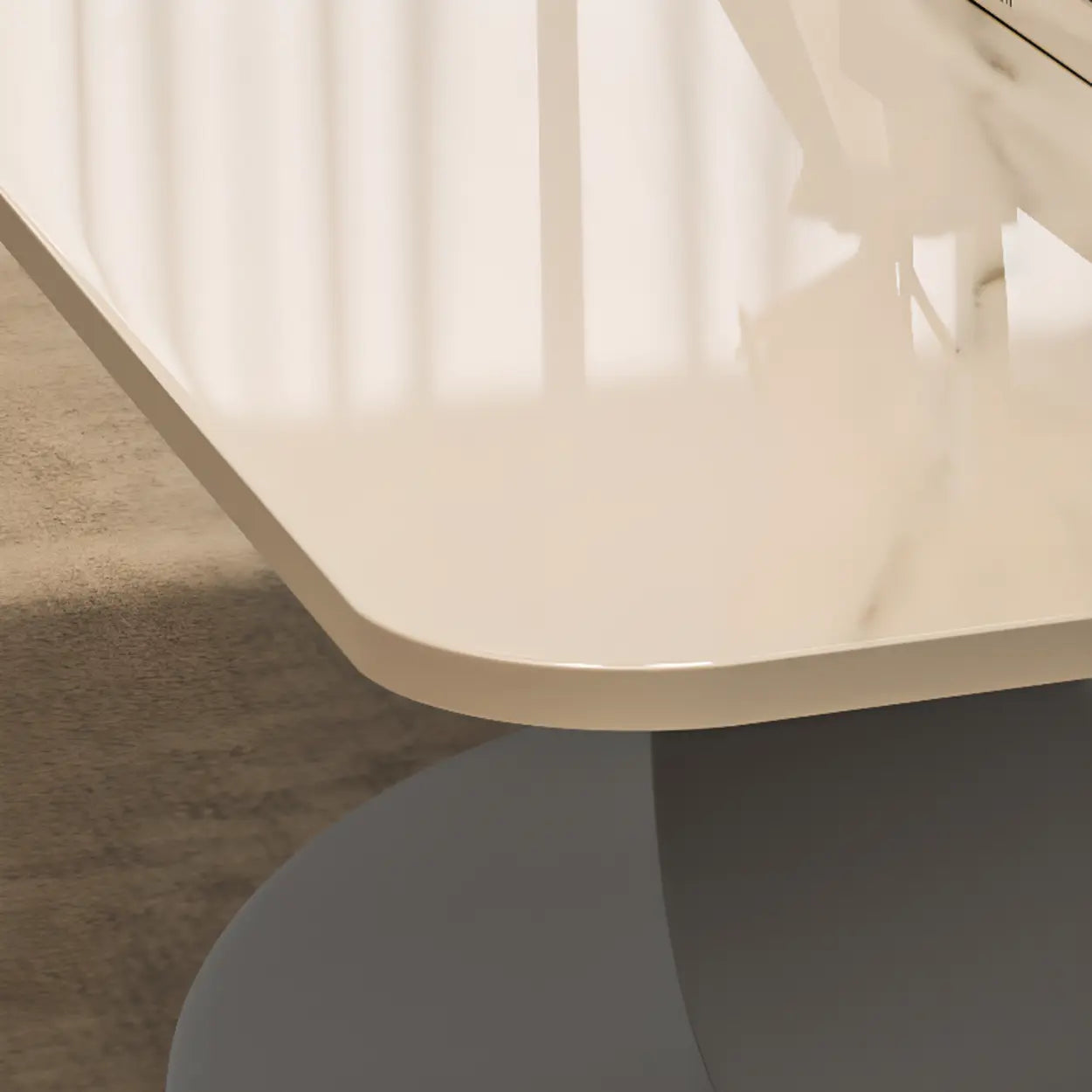 Abstract White Rectangular Stone Iron-Base Coffee Table