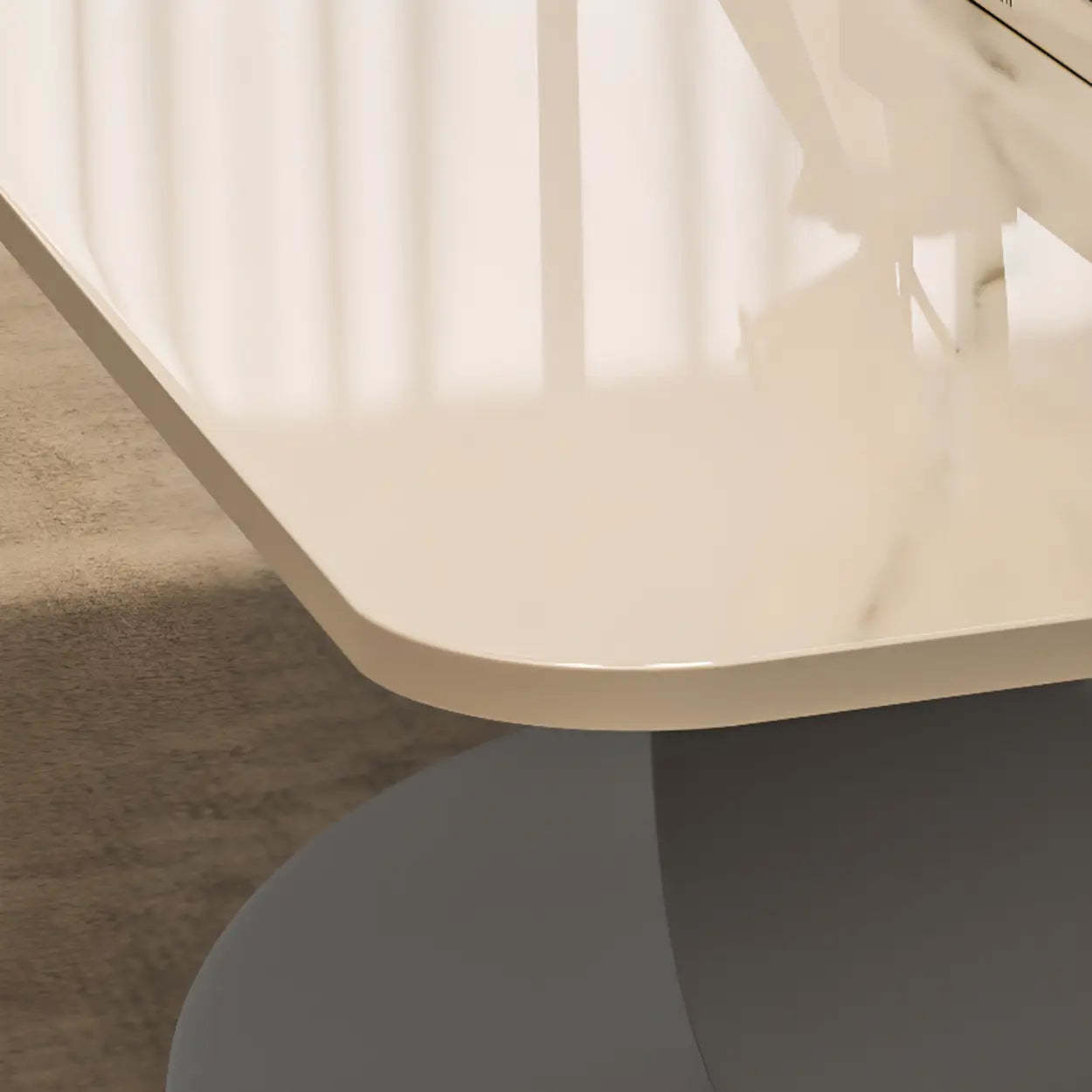 Abstract White Rectangular Stone Iron-Base Coffee Table