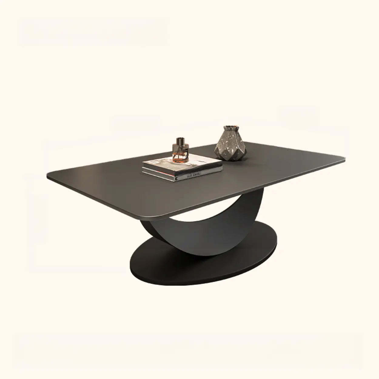 Modern iron-base abstract white coffee tables, Lighom — 39" L x 20" W x 17" H / Black