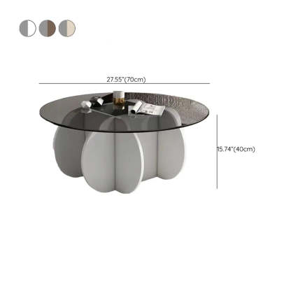Abstract Wood Base Glass Round Coffee Table