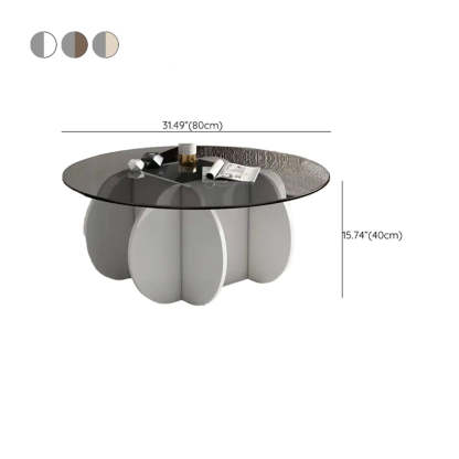 Abstract Wood Base Glass Round Coffee Table