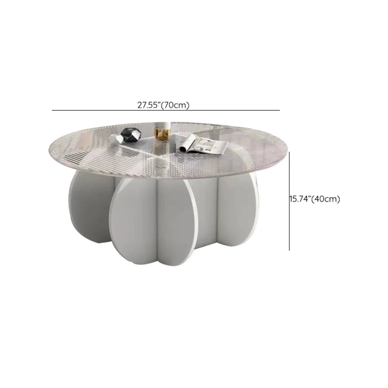 Abstract Wood Base Glass Round Coffee Table