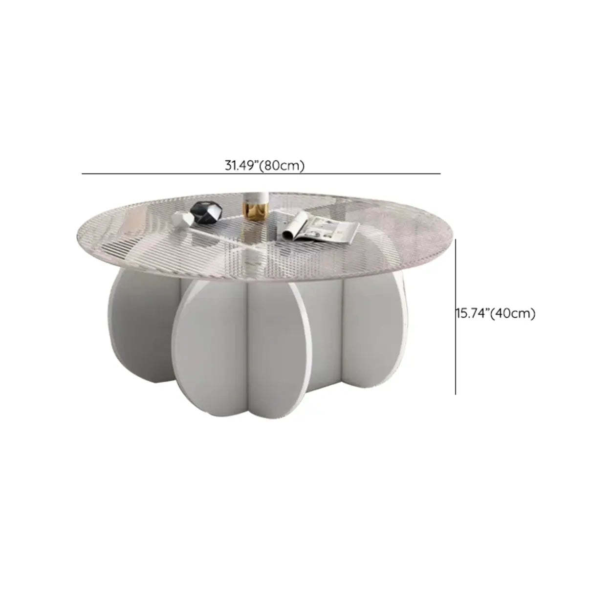 Abstract Wood Base Glass Round Coffee Table