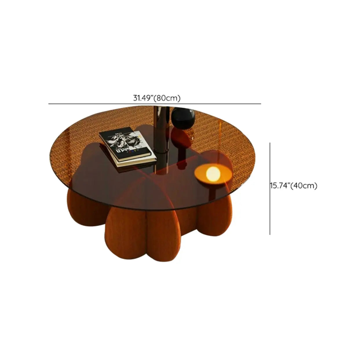 Abstract Wood Base Glass Round Coffee Table