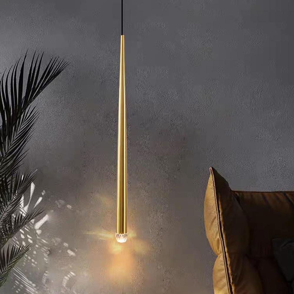 Elongated Cylinder Metal Acrylic Kitchen Island Pendant