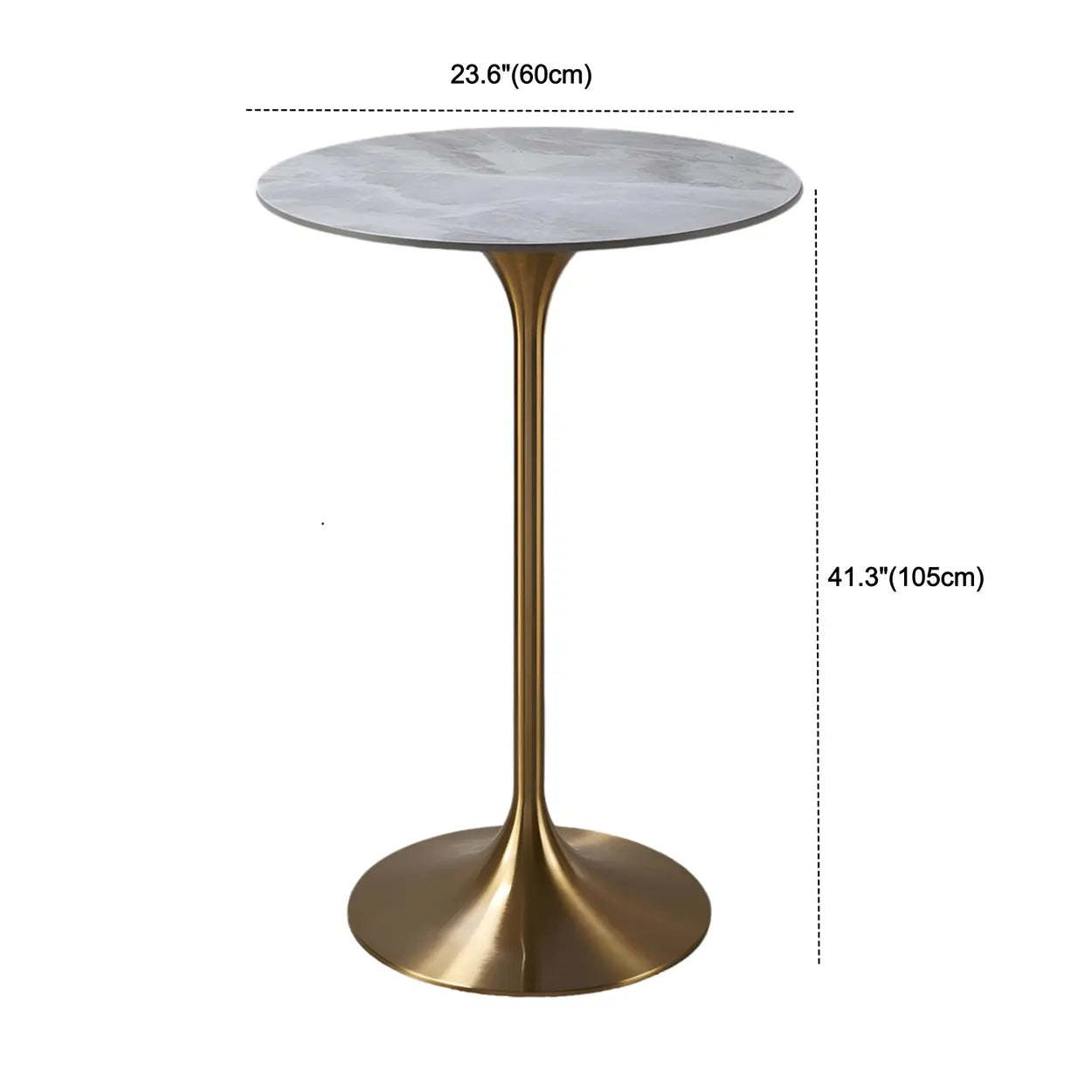 Modern Small Round Gold-Base Bar Table