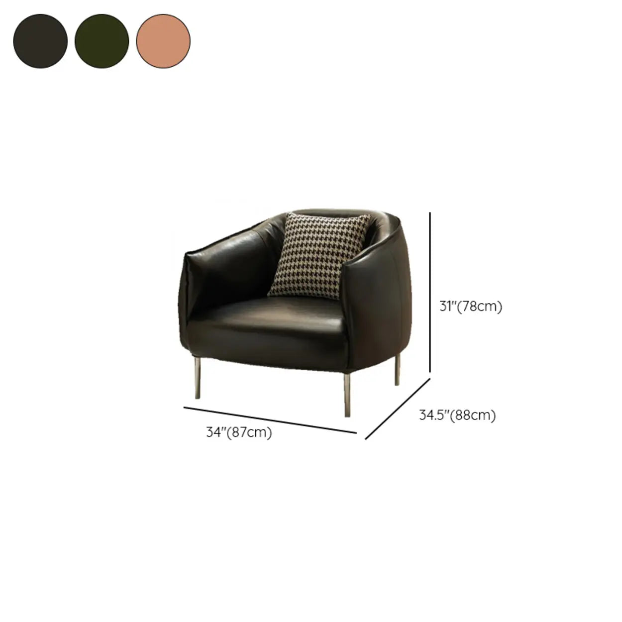 Contemporary Black Leather Lounge Accent Chair