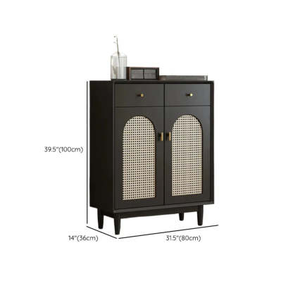 Contemporary Black Wood Hallway Shoe Cabinet