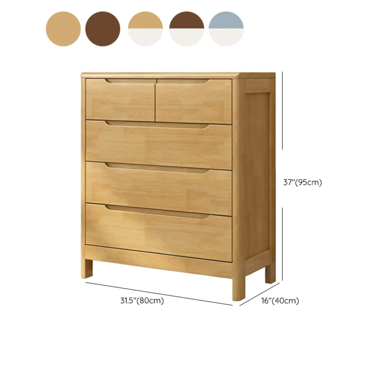Walnut-White Wood Drawer Dresser